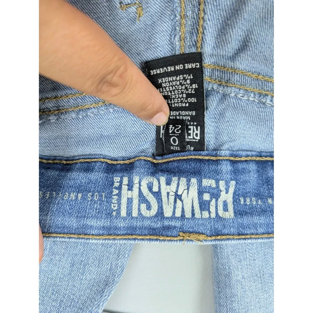 Grunge Distressed High Rise Vintage Jeans Womens 25 Light Wash Raw Hem Rewash‎